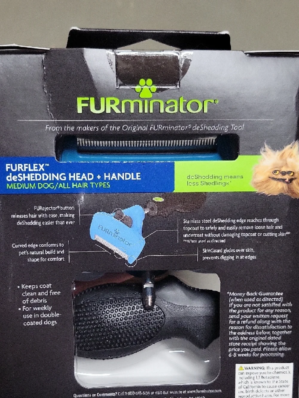 FURminator FURflex Deshedding Head & Handle in Blue and Black